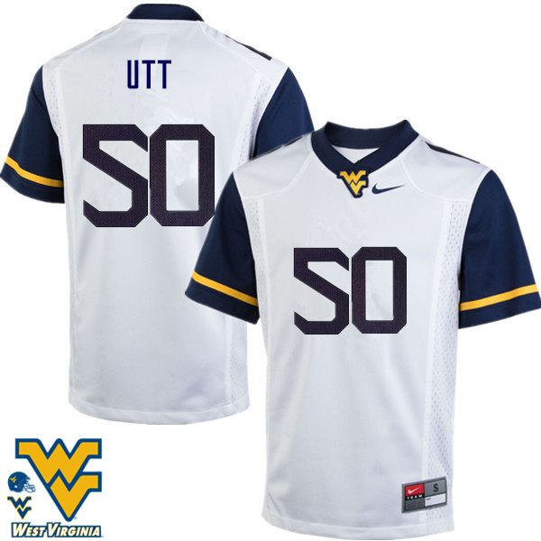 Men #50 Isaiah Utt West Virginia Mountaineers College Football Jerseys-White - Click Image to Close
